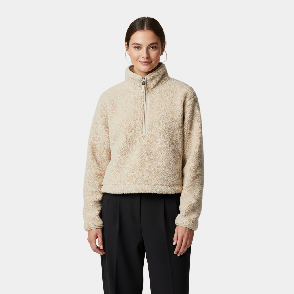 Sweat-shirt en polaire Sherpa pour femmes - pull à demi-zip