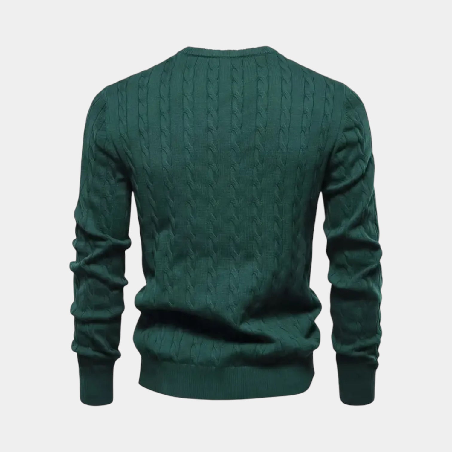 Pull en maille torsadée pour homme – Col rond classique