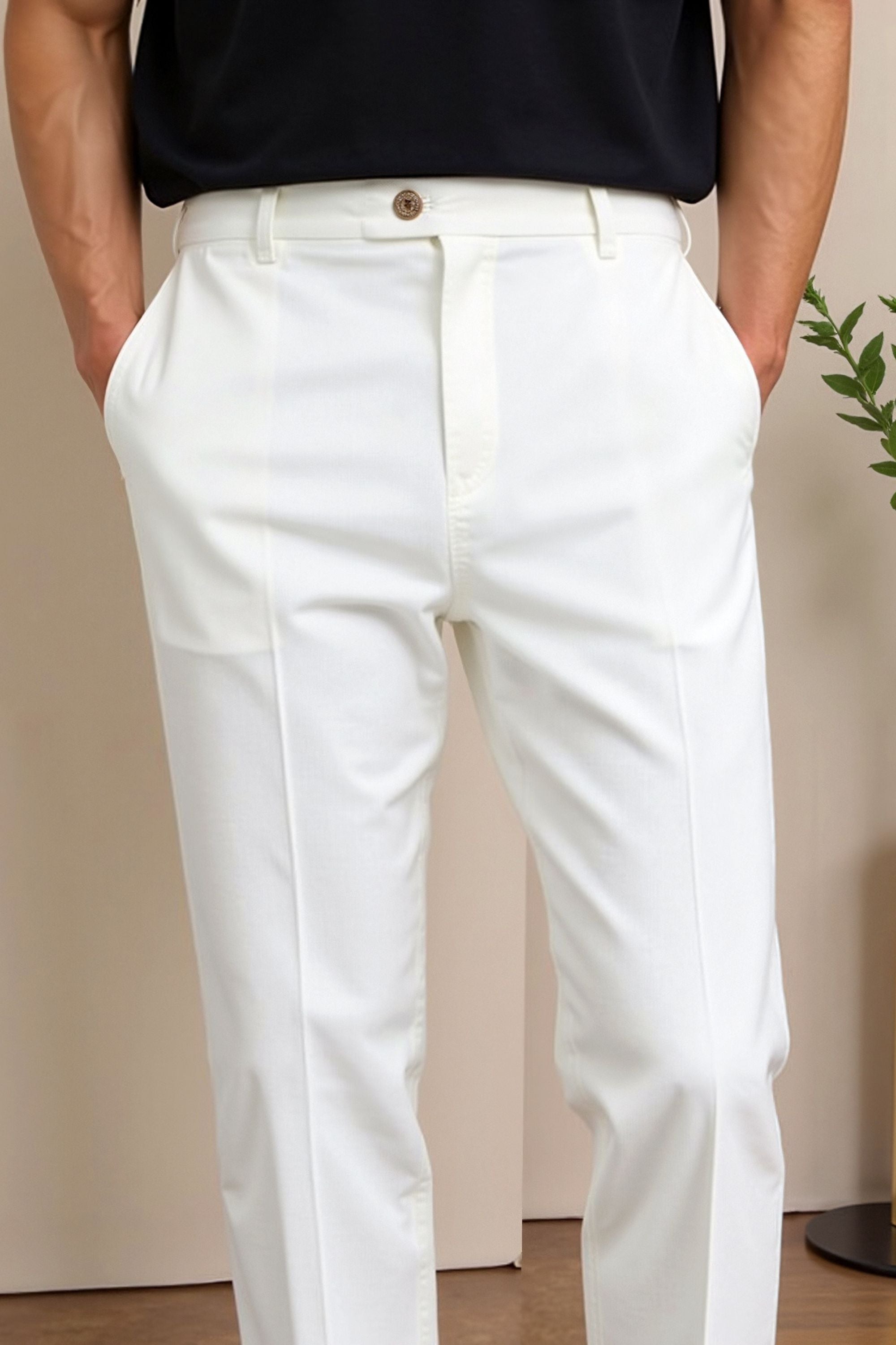 Pantalon chino à coupe régulière et longueur cheville