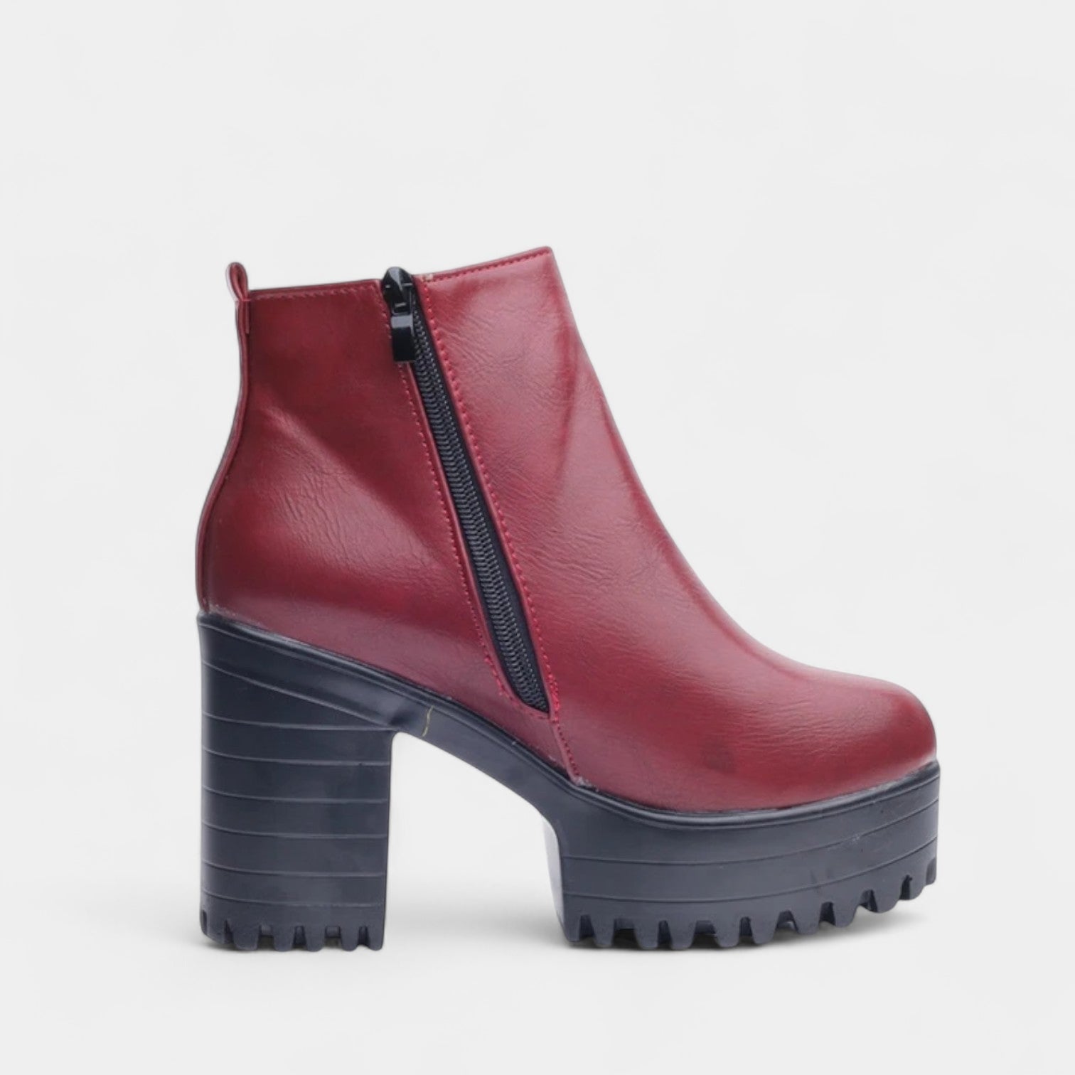 Bottines féminines à bout rond avec talon bloc et panneau élastique latéral