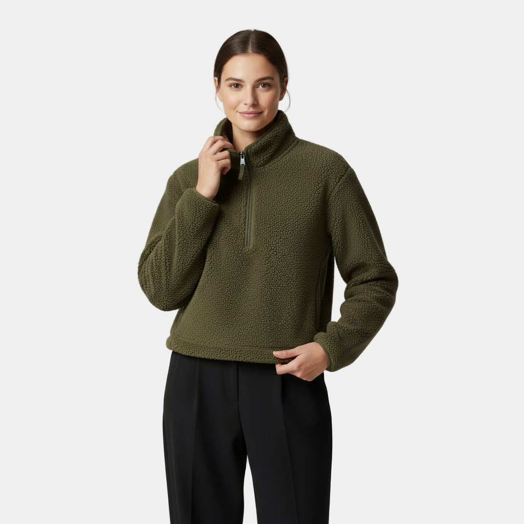 Sweat-shirt en polaire Sherpa pour femmes - pull à demi-zip