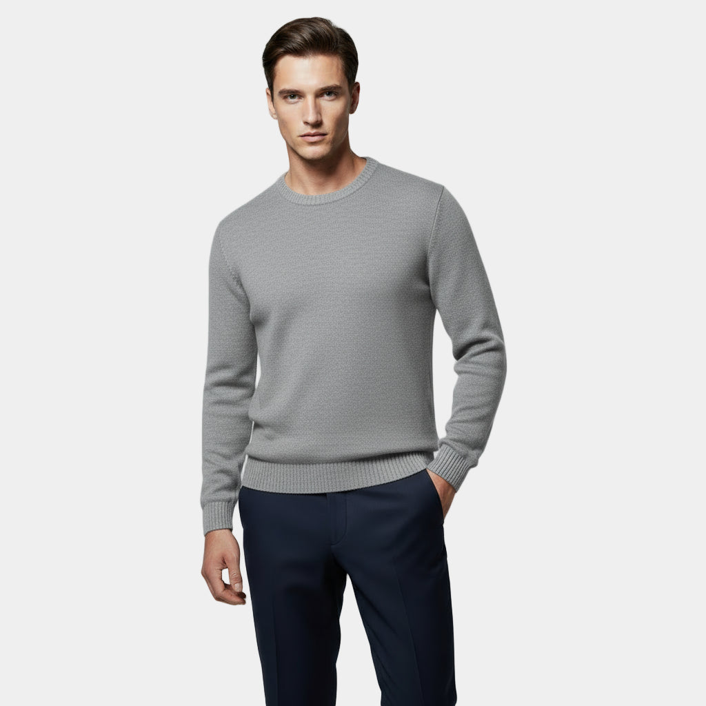 Pull en coton pour homme à col rond — léger et en maille fine