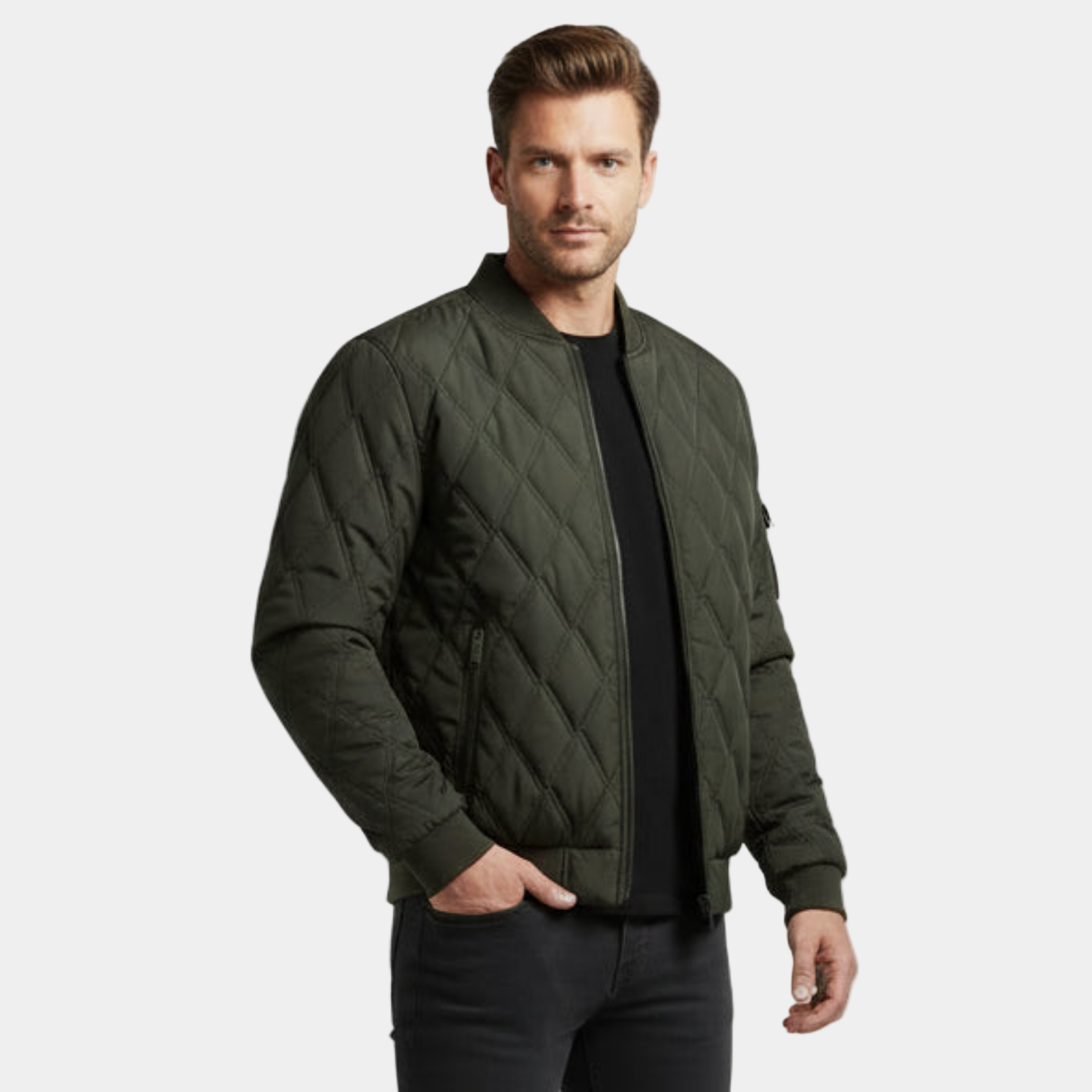 Veste bomber matelassée pour homme – Veste d'hiver doublée de polaire