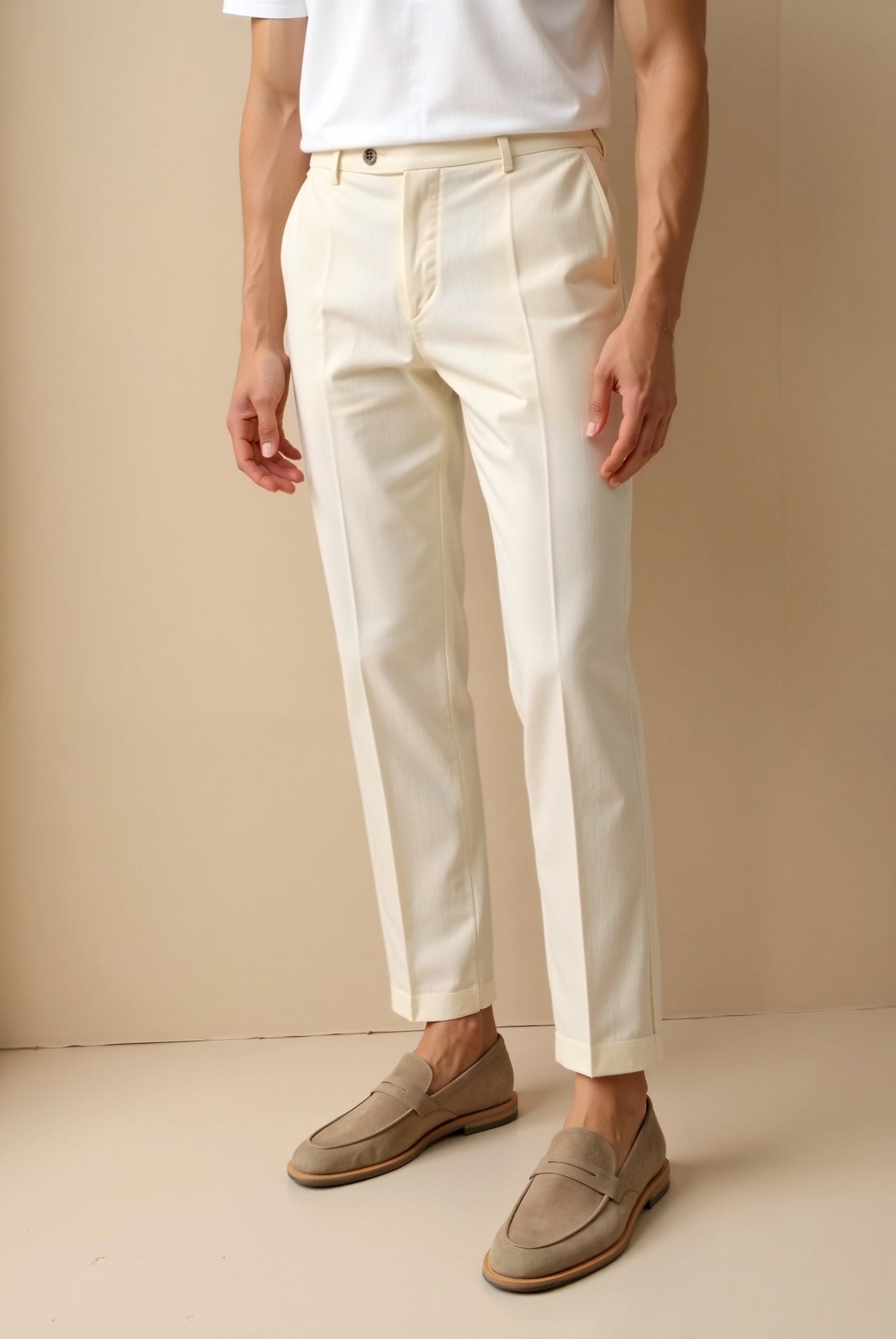 Pantalon chino à coupe régulière et longueur cheville