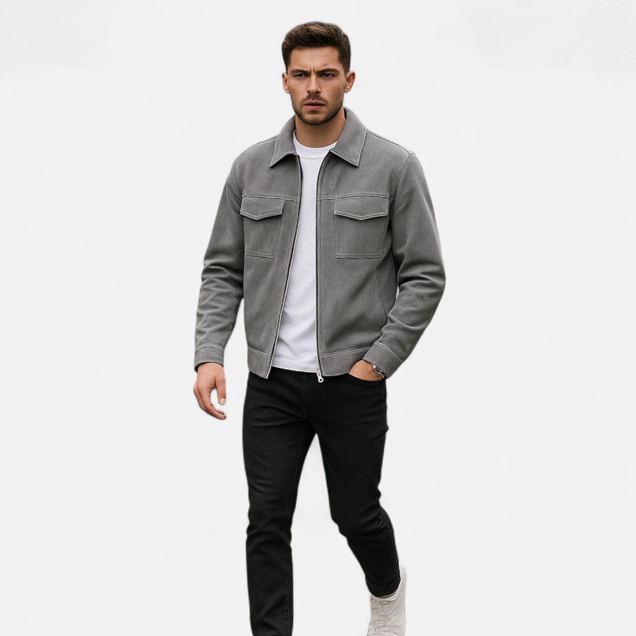 Veste en daim pour homme à coupe ample