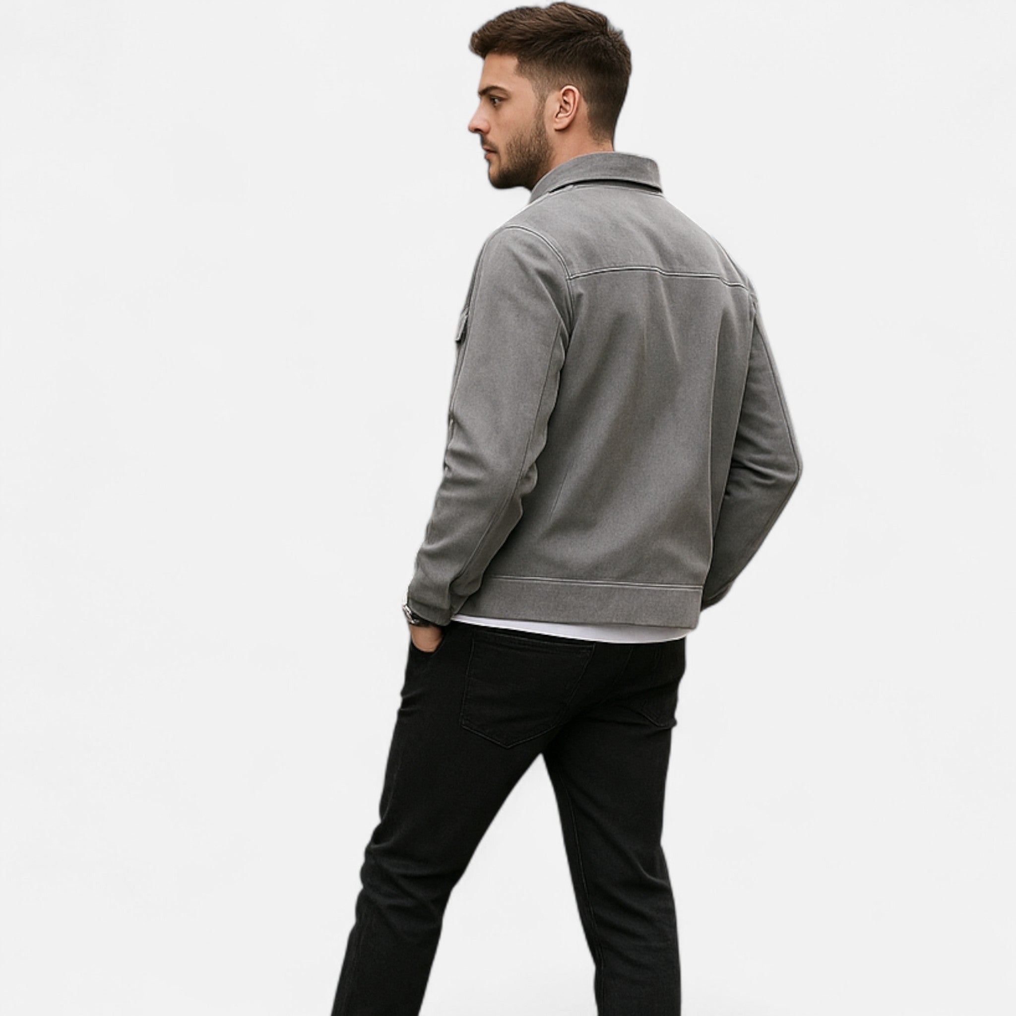 Veste en daim pour homme à coupe ample