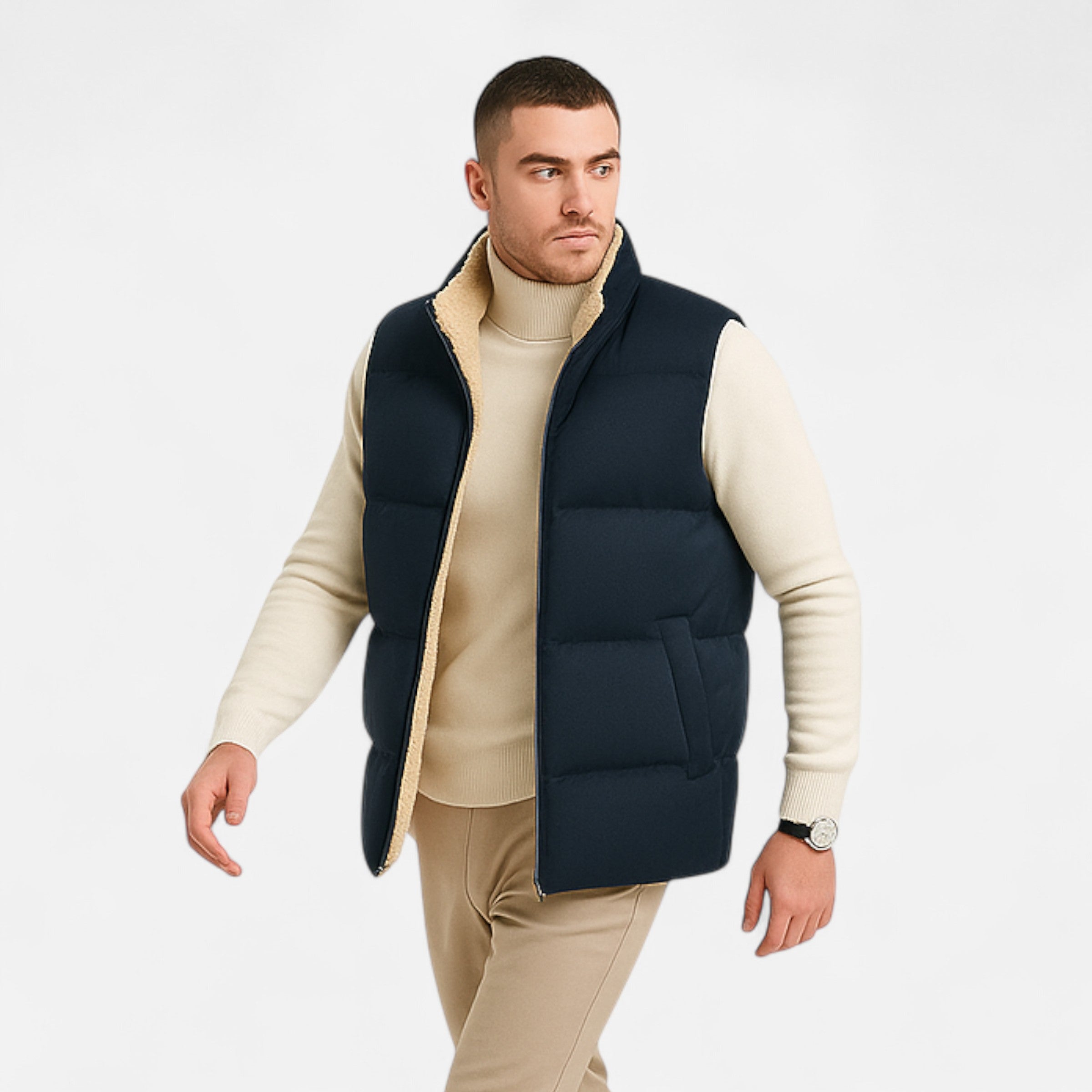 Gilet d'hiver en laine d'agneau pour homme