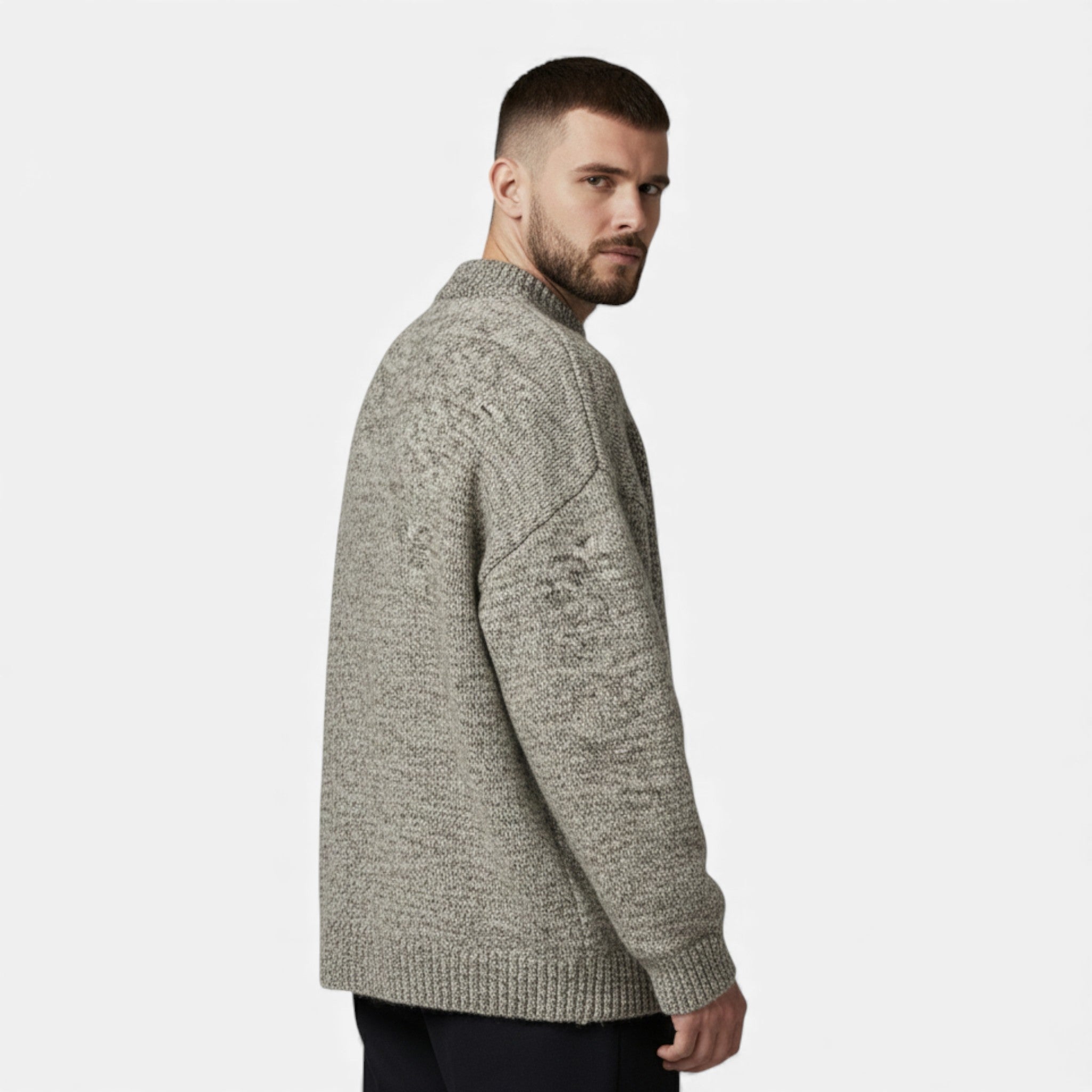Pull homme à col rond effet laine