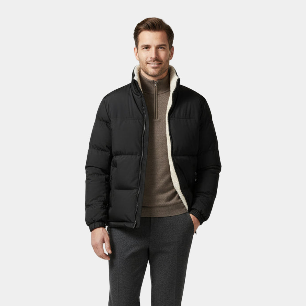Veste matelassée réversible pour homme – Doublure Sherpa en polaire et manteau d'hiver rembourré