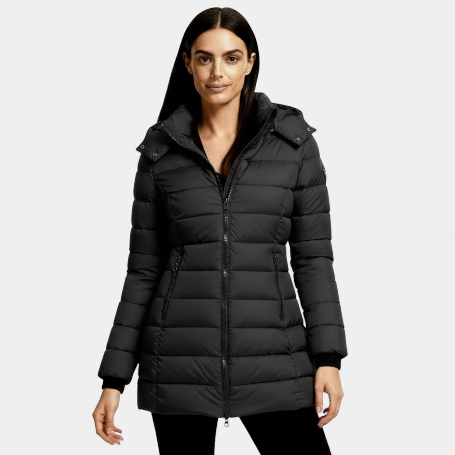 Veste matelassée pour femme à capuche – manteau d'hiver à coupe ajustée