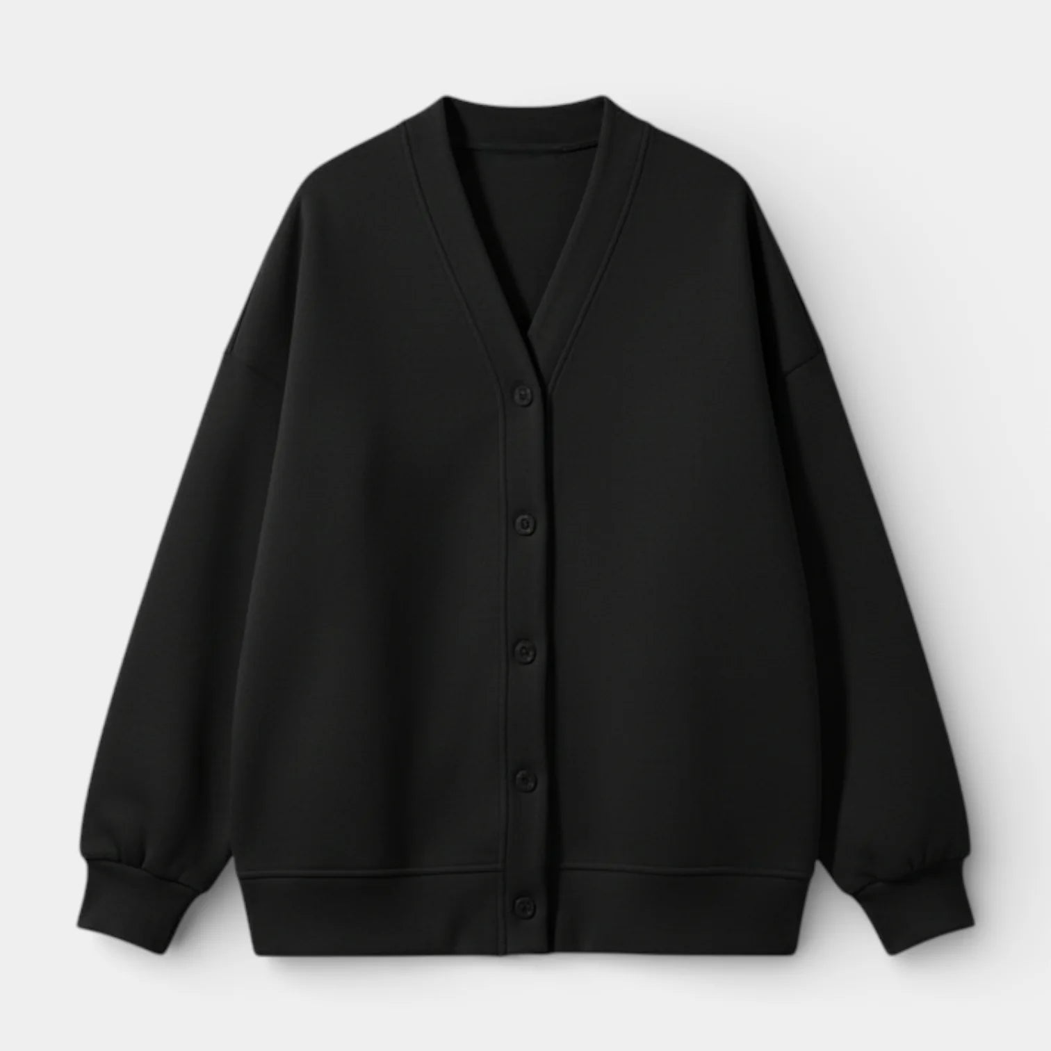 Haut pour femme à manches longues à boutons sur le devant et col en V – coupe décontractée