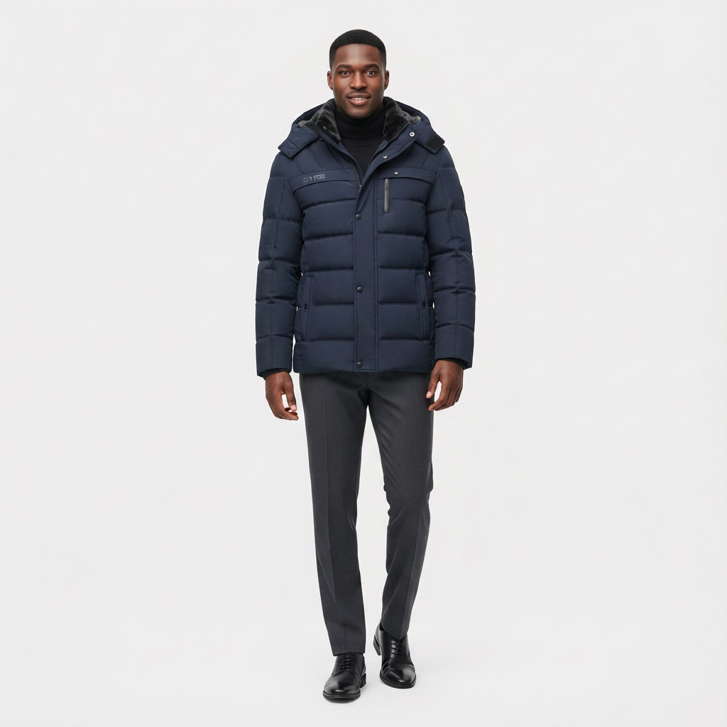 Doudoune longue d'hiver pour homme avec doublure en polaire