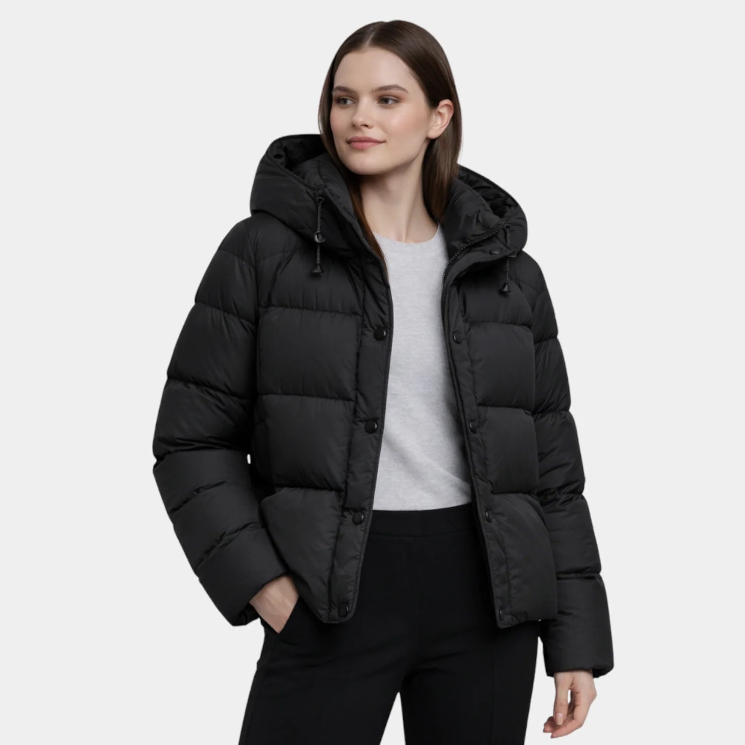 Veste matelassée à capuche pour femme – coupe courte