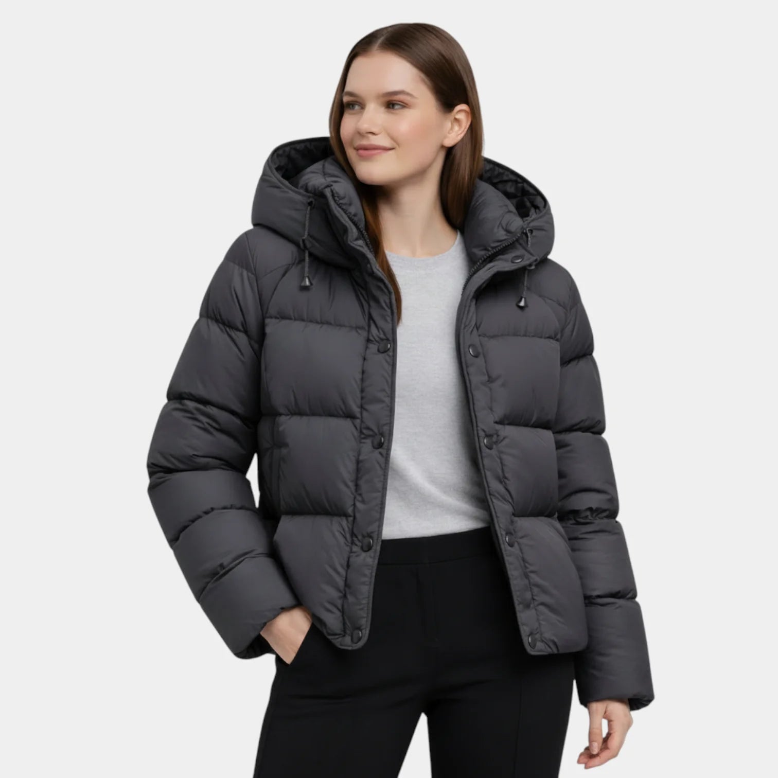 Veste matelassée à capuche pour femme – coupe courte