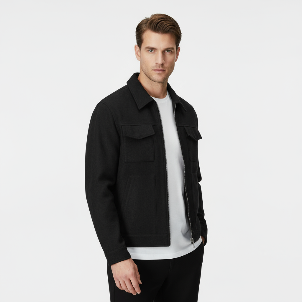 Surchemise en daim synthétique pour homme, zippée