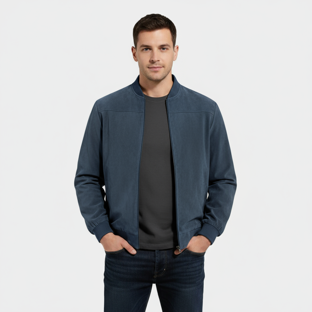 Veste bomber pour homme en simili-cuir