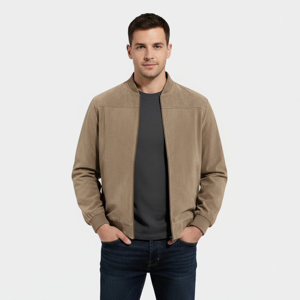 Veste bomber pour homme en simili-cuir