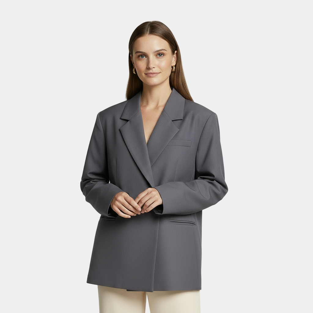 Blazer en laine mélangée pour femmes à bouton unique