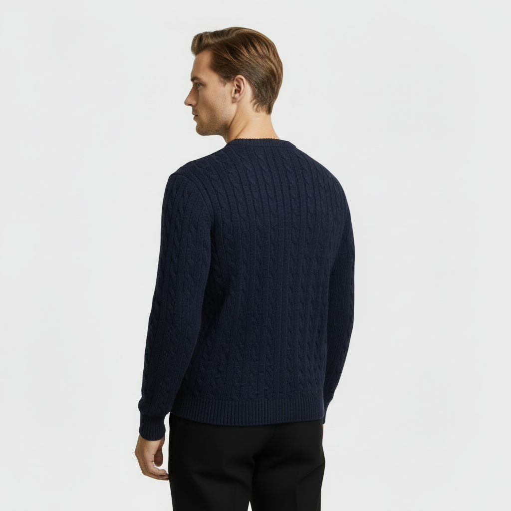 Pull pour homme à col rond en maille câblée