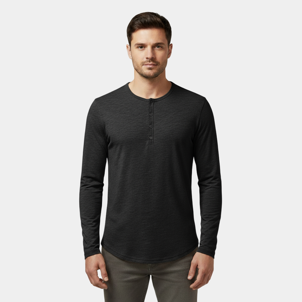 T-shirt Henley à manches longues pour homme