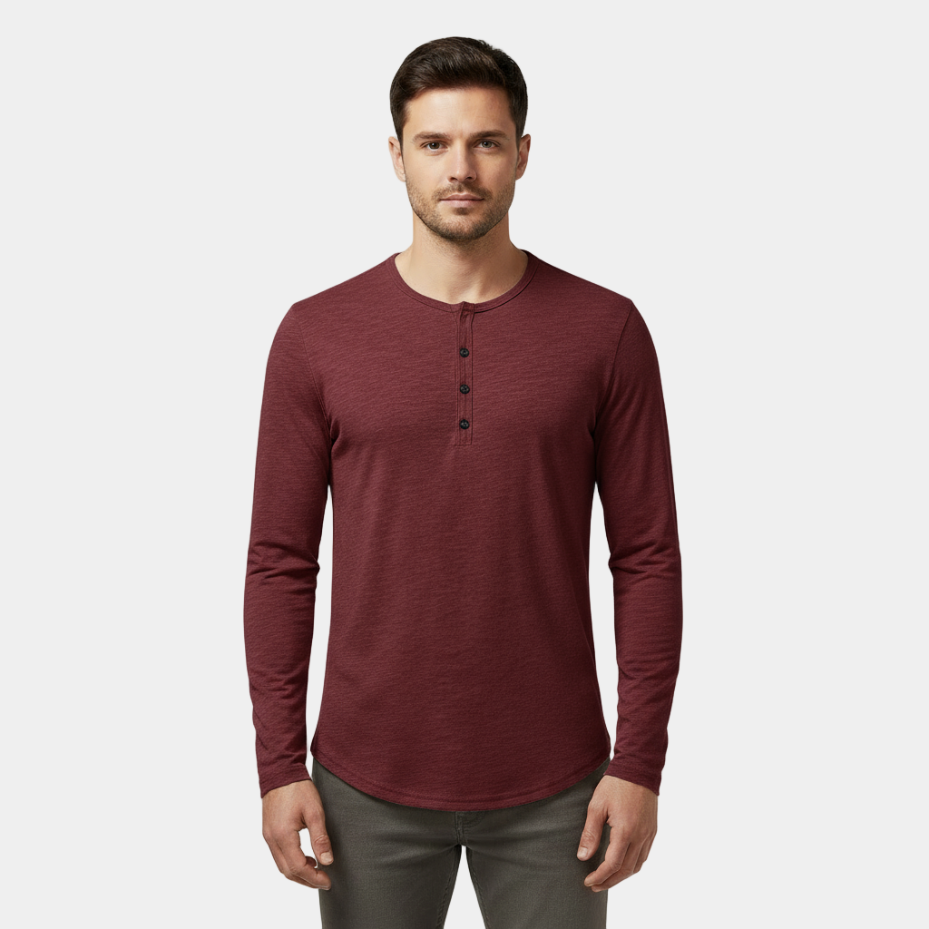 T-shirt Henley à manches longues pour homme