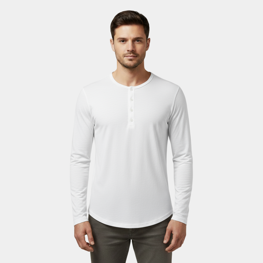 T-shirt Henley à manches longues pour homme