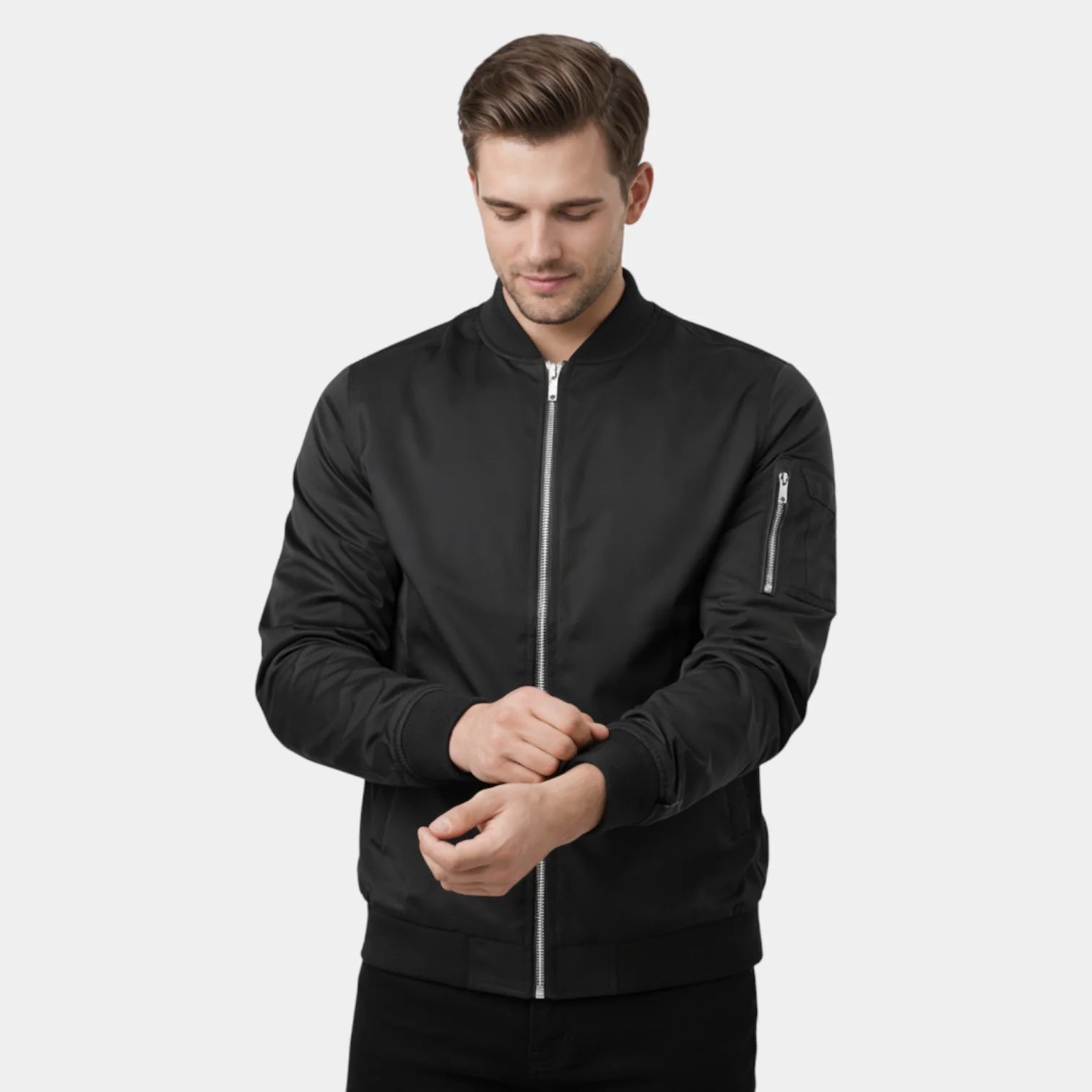 Veste bomber décontractée pour homme à fermeture éclair frontale – veste utilitaire moderne