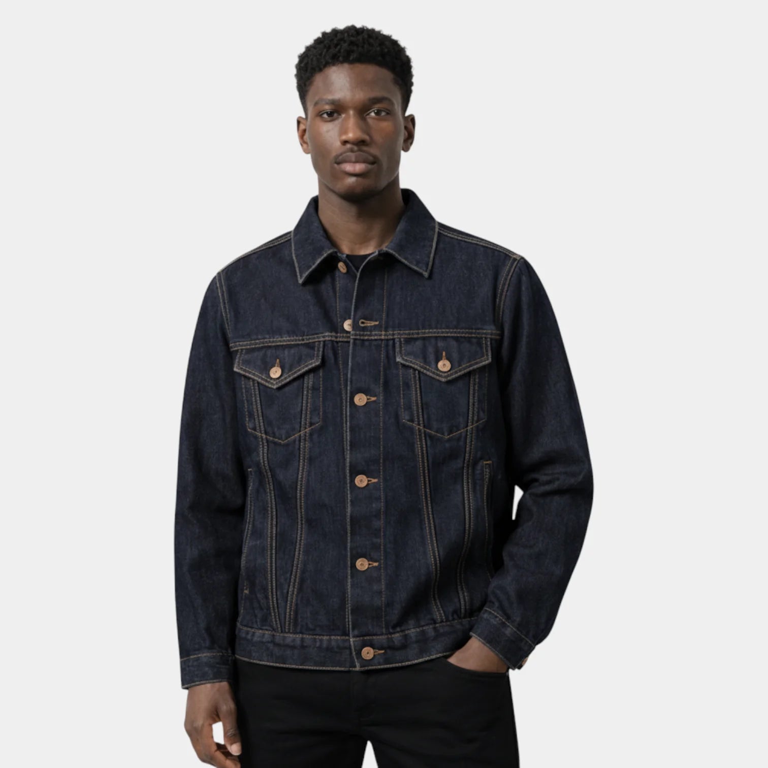 Veste trucker en jean classique pour homme – coupe droite