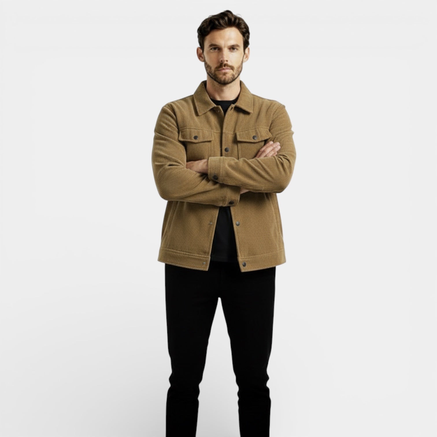 Veste trucker en velours côtelé pour homme — à boutons