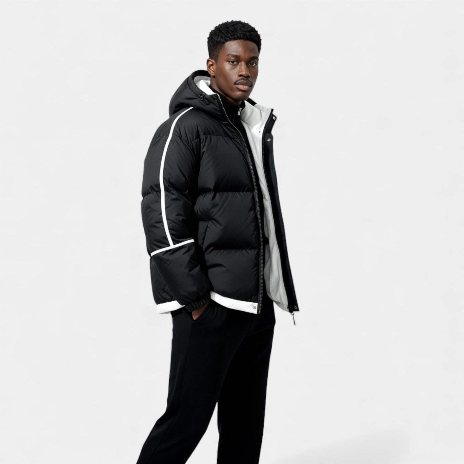 Doudoune matelassée en duvet pour homme – réfléchissante