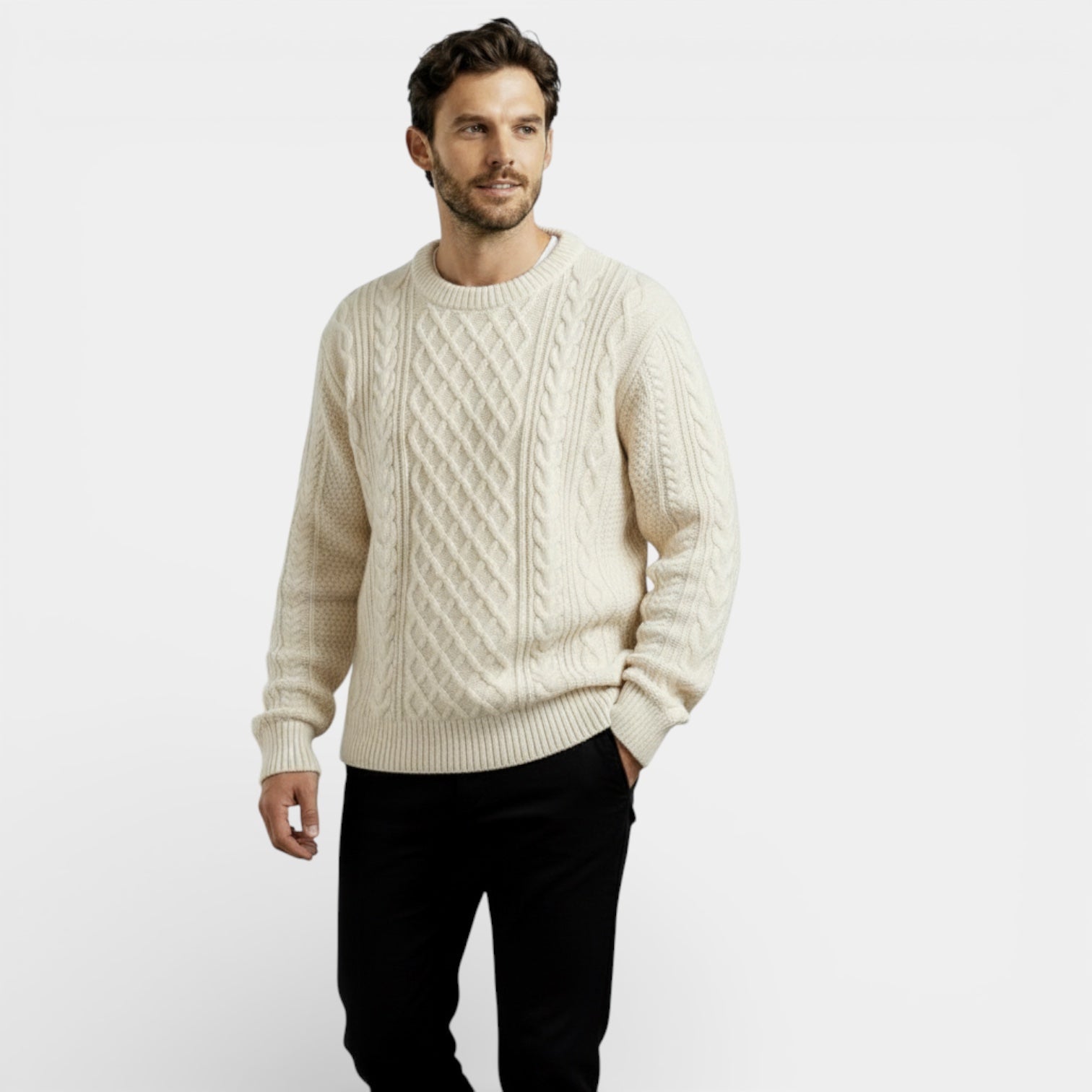 Pull en maille torsadée classique pour homme – pull-over texturé