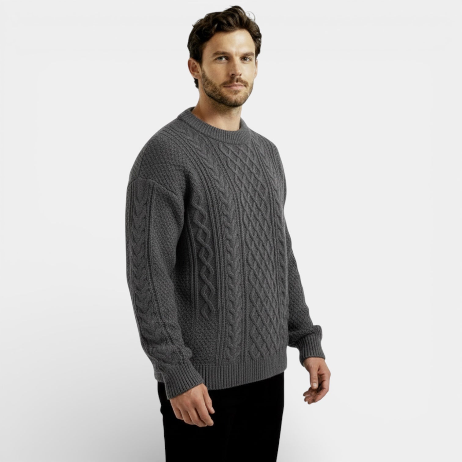 Pull en maille torsadée classique pour homme – pull-over texturé