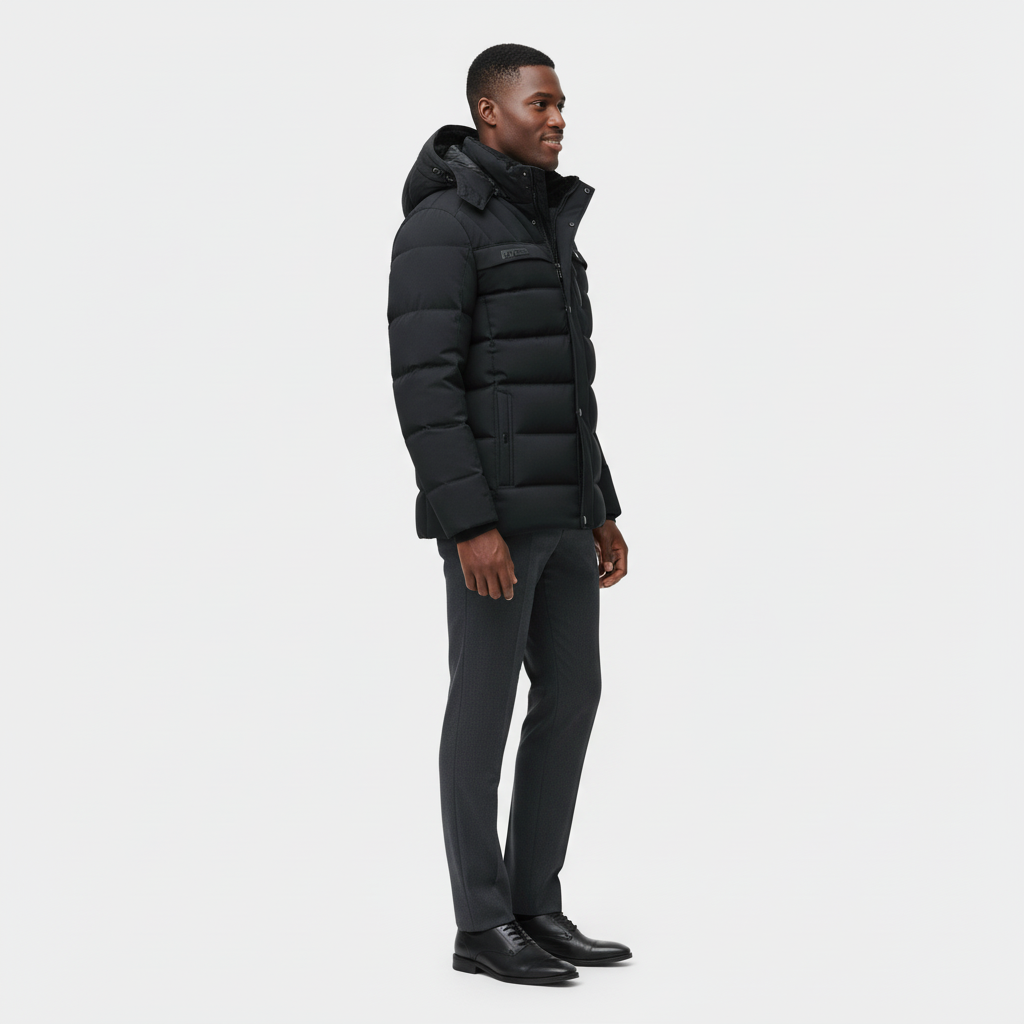 Doudoune longue d'hiver pour homme avec doublure en polaire