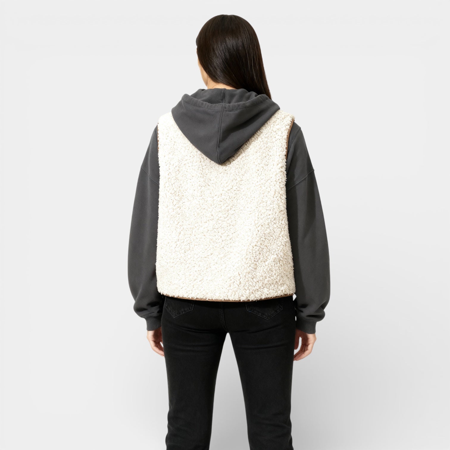 Gilet sans manches matelassé pour femme en molleton teddy doux – à lacets