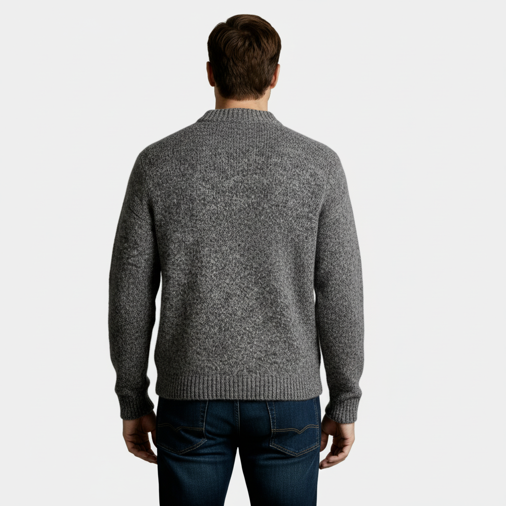 Pull pour homme à col ras du cou en laine mélangée chinée