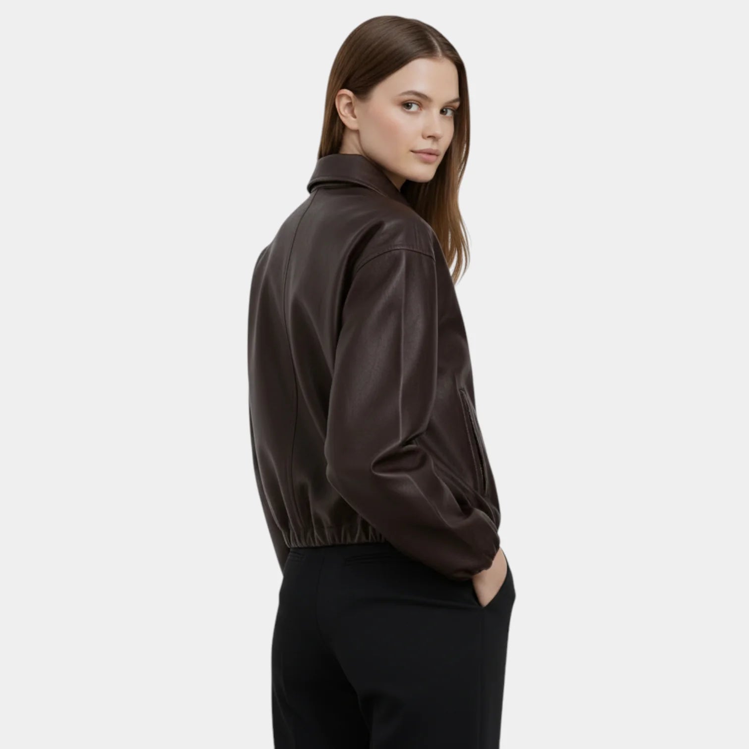 Veste zippée en simili-cuir pour femme – décontractée et moderne