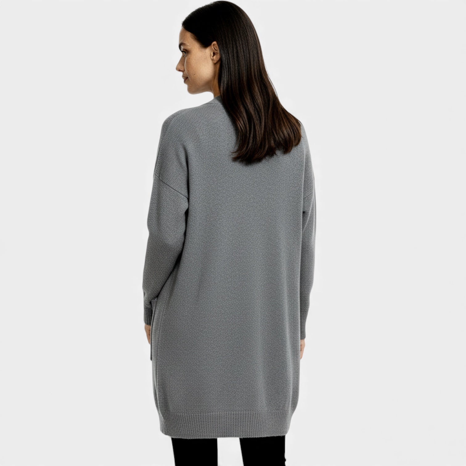 Cardigan long en laine pour femmes – ouverture sur le devant