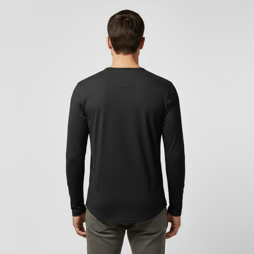 T-shirt Henley à manches longues pour homme