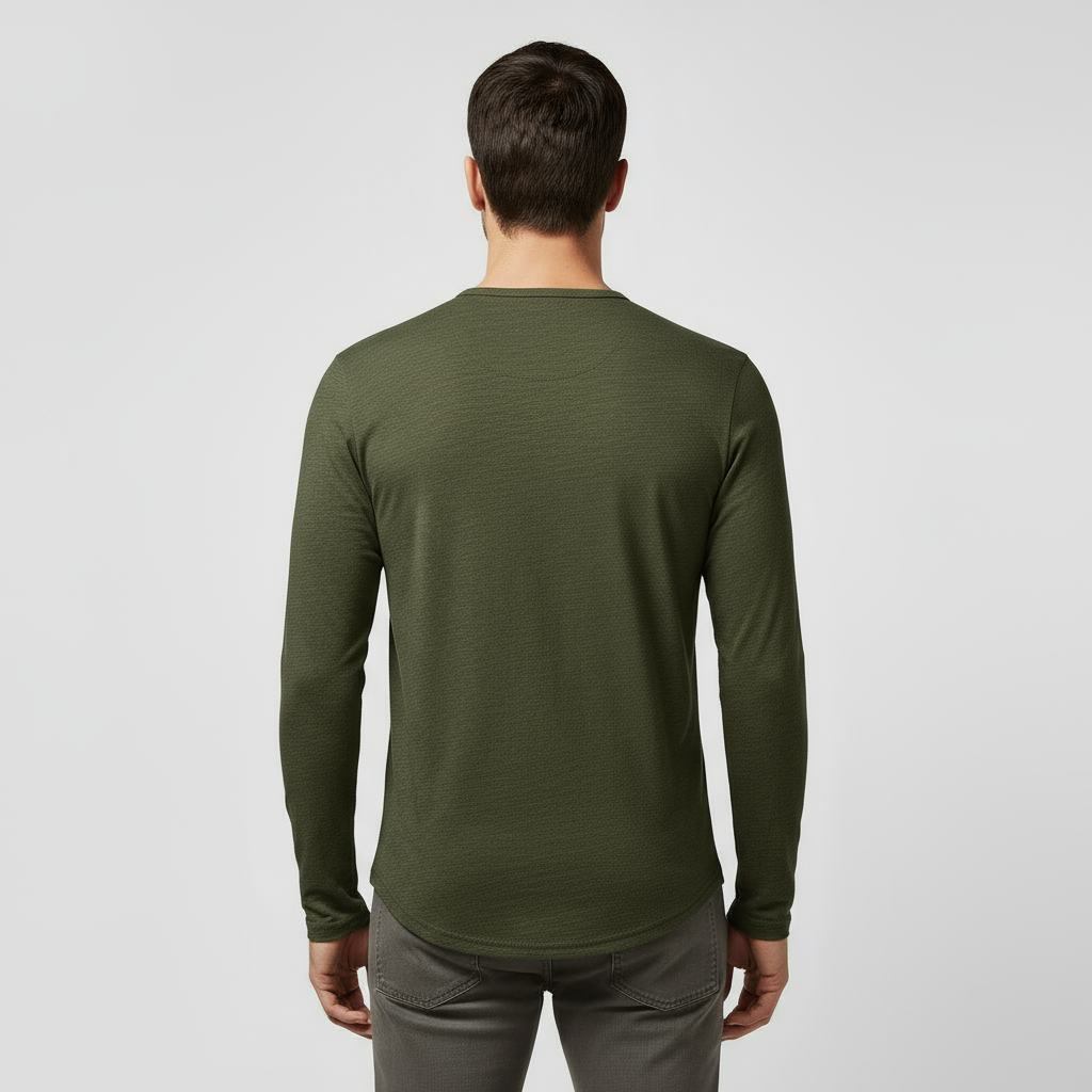 T-shirt Henley à manches longues pour homme