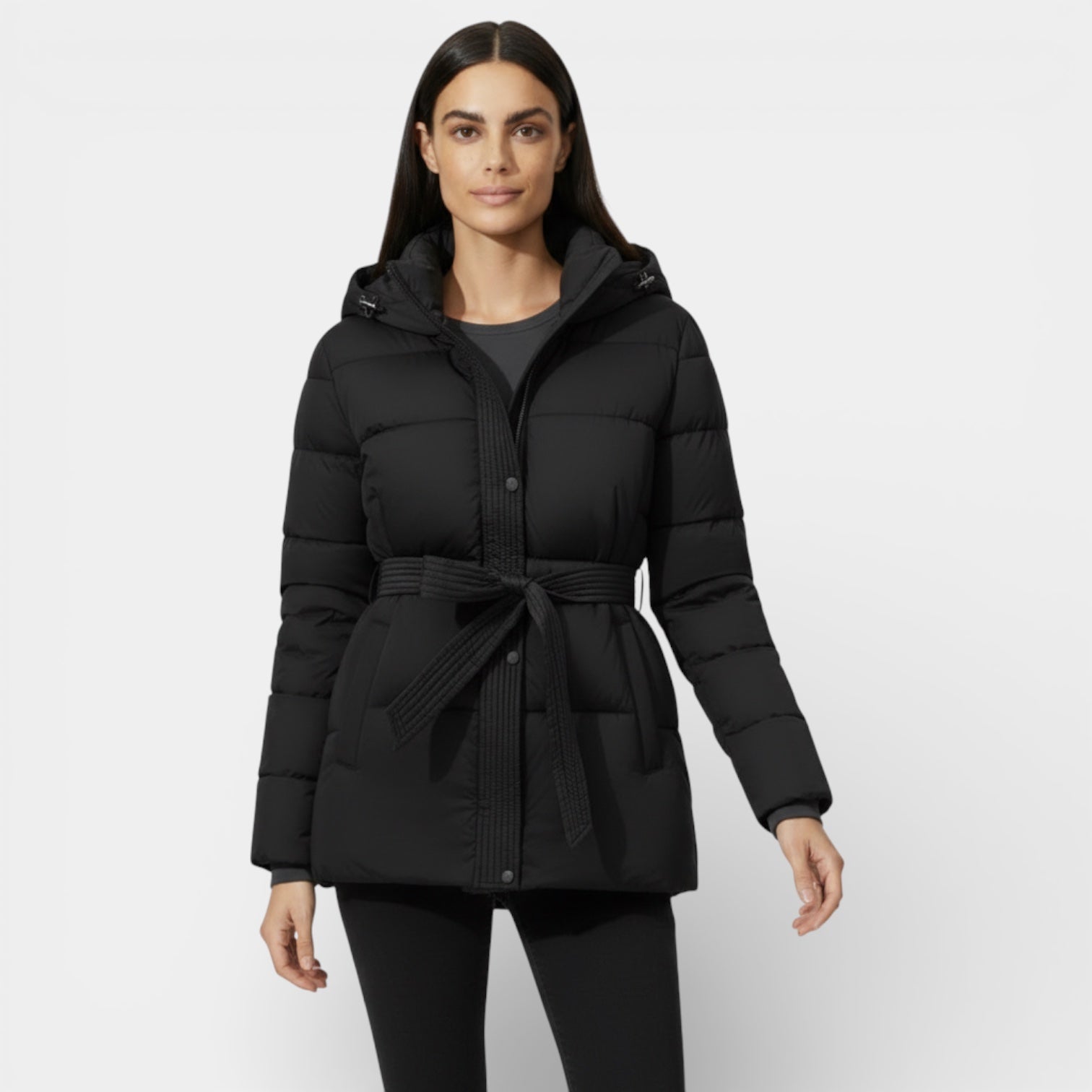 Parka matelassé ceinturé pour femmes - coupe-vent