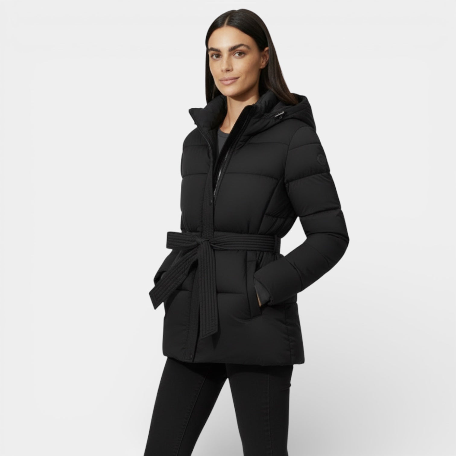 Parka matelassé ceinturé pour femmes - coupe-vent