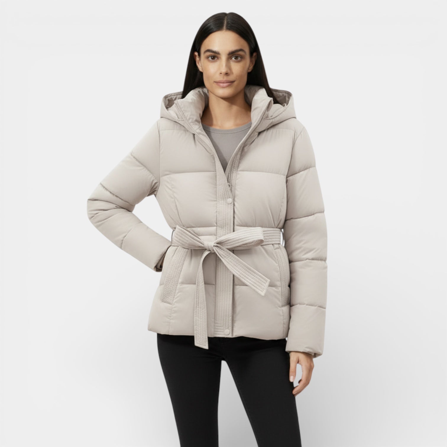 Parka matelassé ceinturé pour femmes - coupe-vent