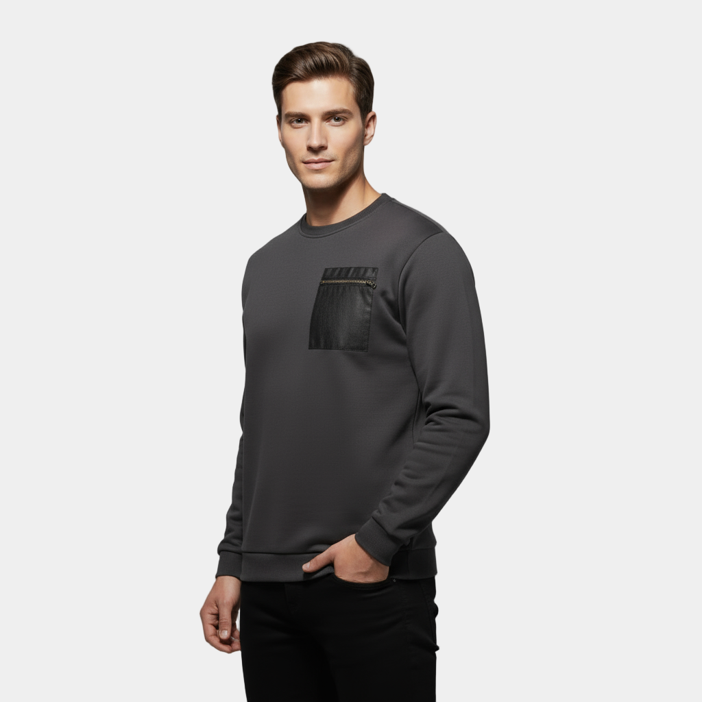 Pull ras du cou en maille brossée pour homme