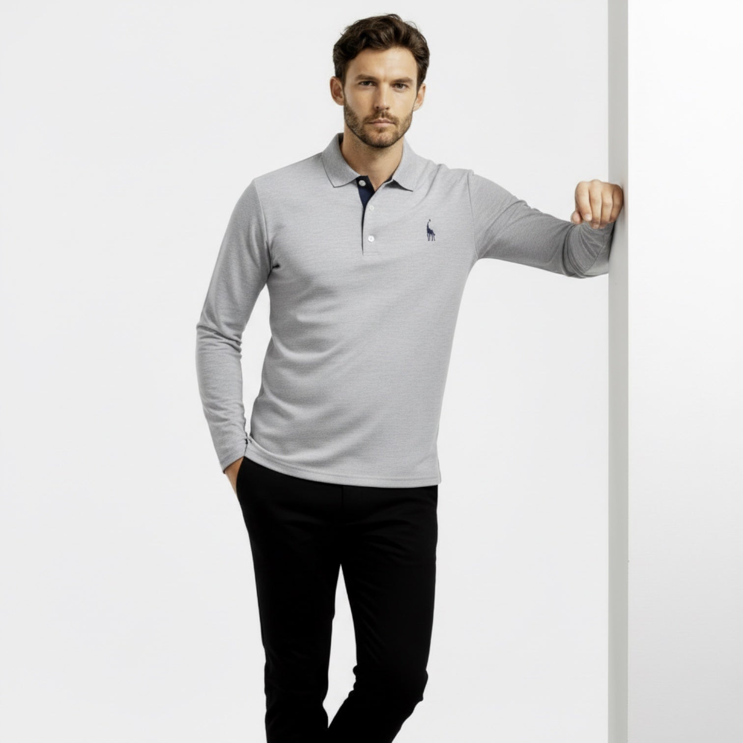 Polo classique à manches longues pour homme