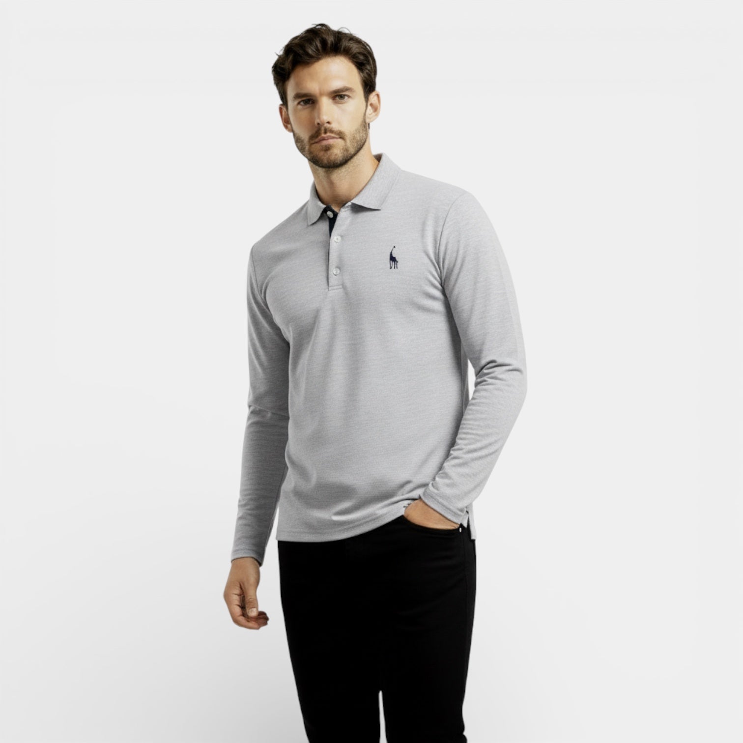 Polo classique à manches longues pour homme