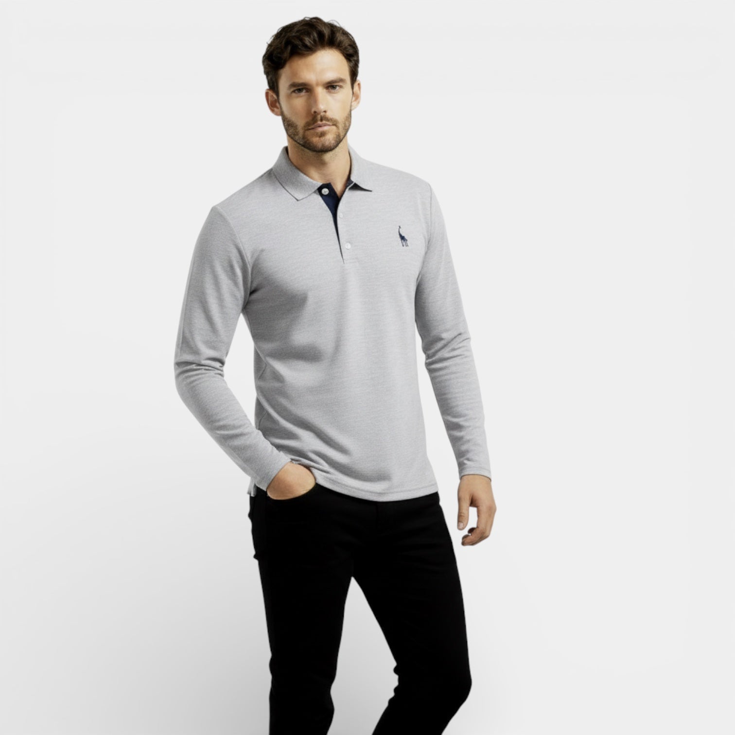 Polo classique à manches longues pour homme
