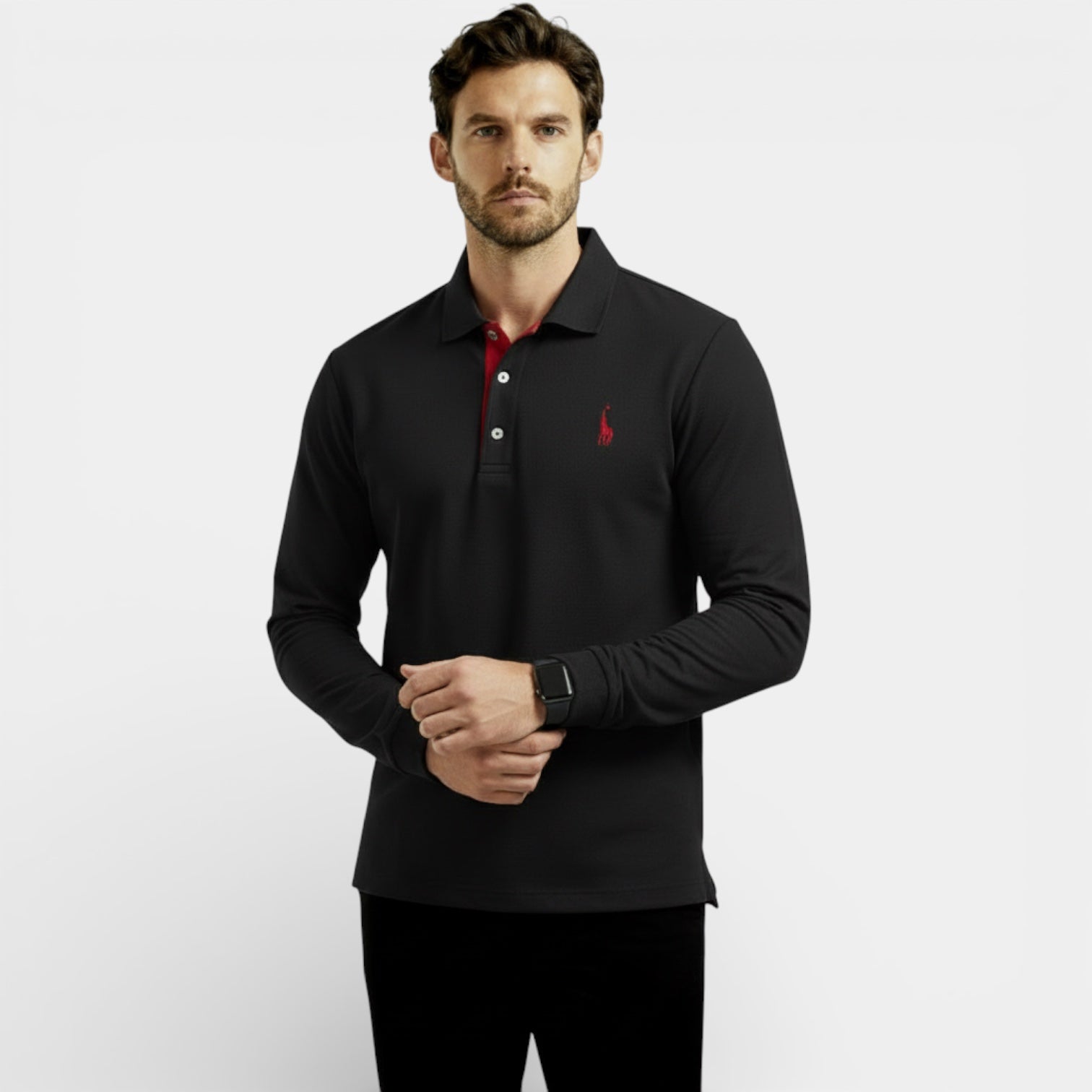 Polo classique à manches longues pour homme