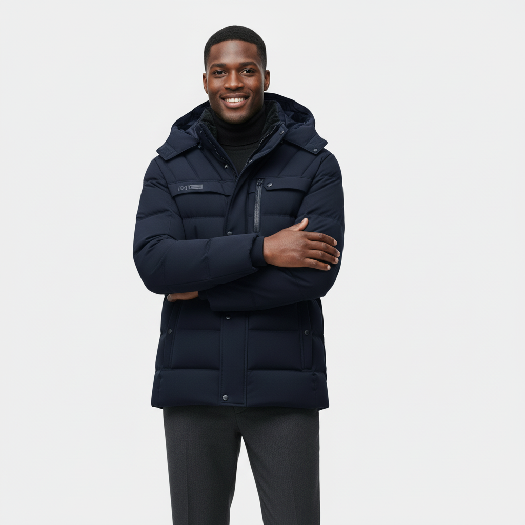 Doudoune longue d'hiver pour homme avec doublure en polaire