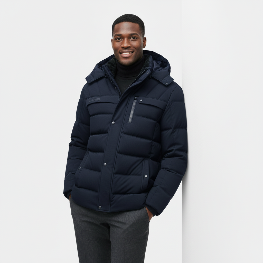 Doudoune longue d'hiver pour homme avec doublure en polaire