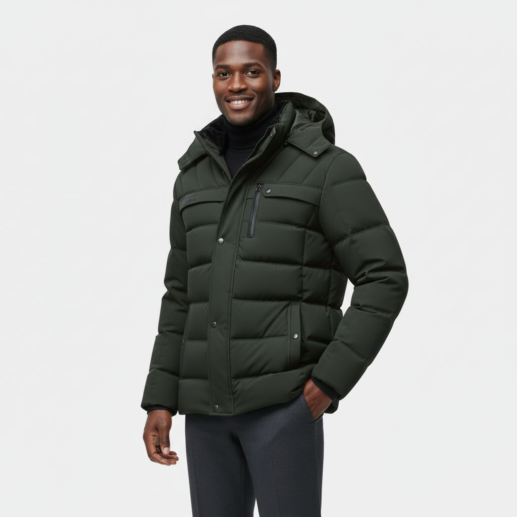 Doudoune longue d'hiver pour homme avec doublure en polaire